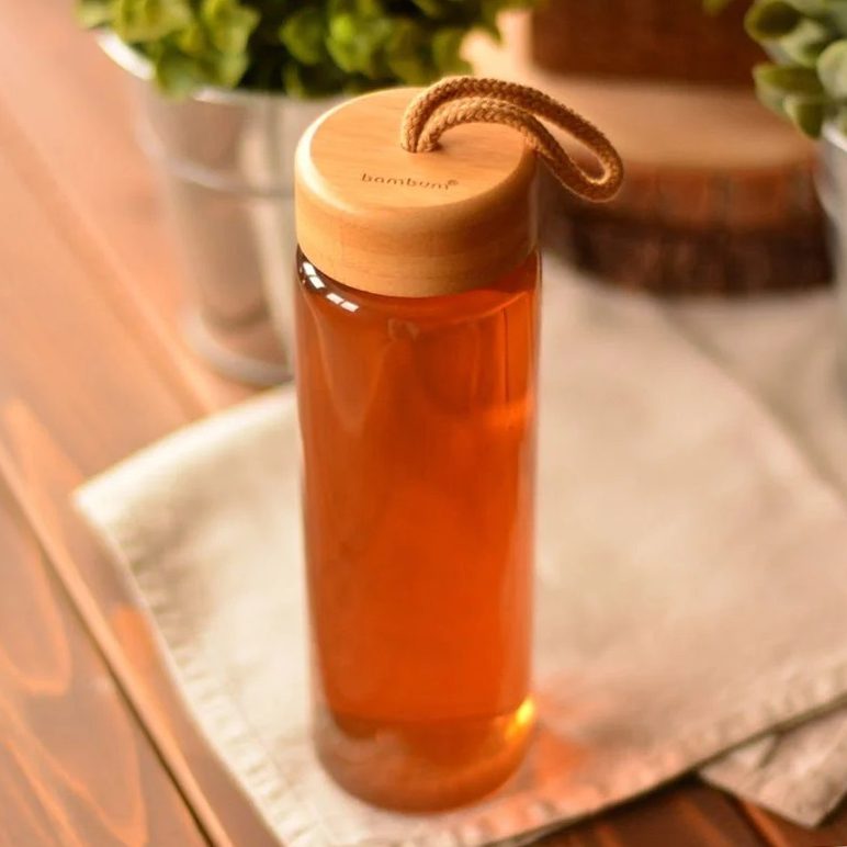 بطری آب شیشه ای 500 میلی لیتر بامبوم مدل دییم کد B0428